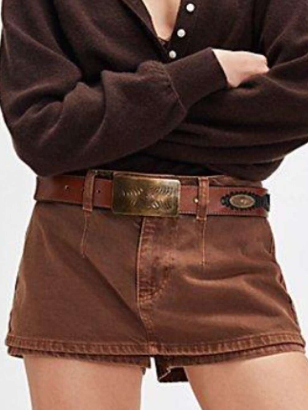 We The Free Gallivanting Peek-A-Boo Skort in Chocolate Mousse - Size 31. NWT